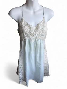 In Bloom Ivory Lace Tank with Pale Blue Trim